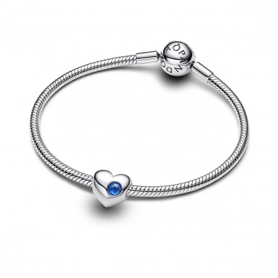 Pandora  - Kék köves gravírozható szív charm - 794161C09