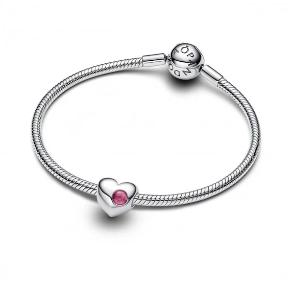 Pandora  - Rózsaszín köves gravírozható szív charm - 794161C10