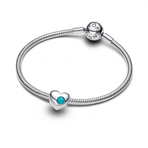 Pandora  - Türkizkék köves gravírozható szív charm - 794161C12