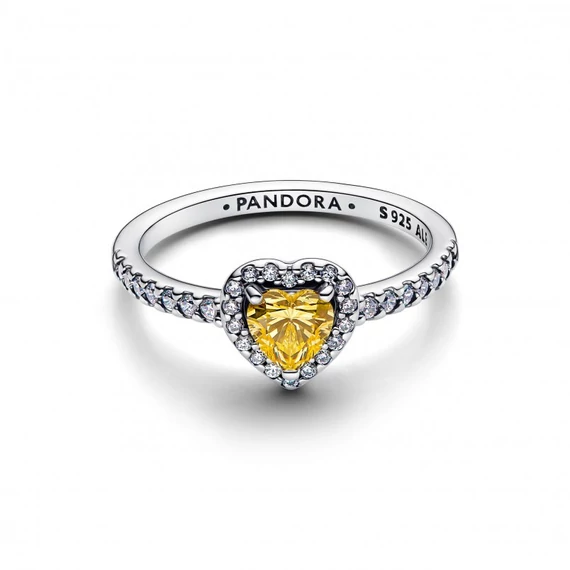 Pandora  - Szikrázó kiemelt szív gyűrű - 198421C06-56