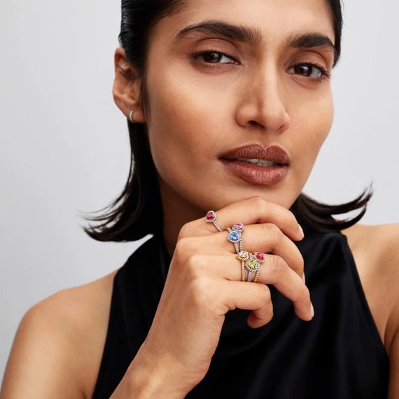 Pandora  - Szikrázó kiemelt szív gyűrű - 198421C06-56