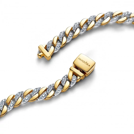 Pandora  - Kéttónusú pavé kubai láncos karkötő - 564229C01-18