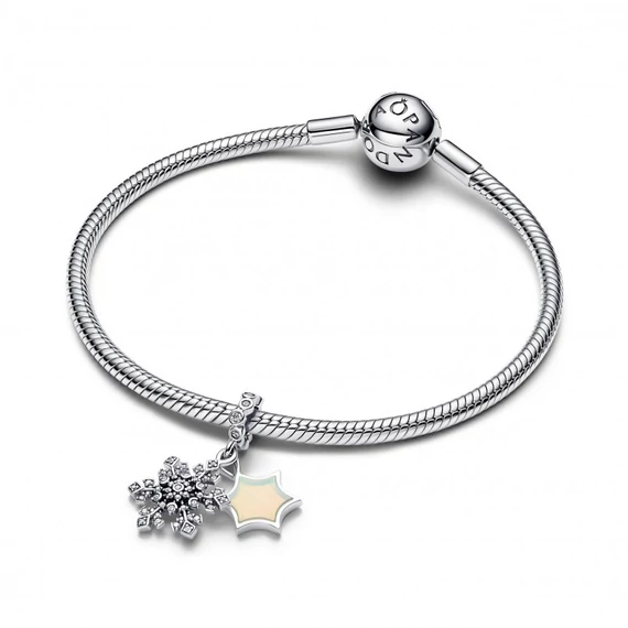 Pandora  - Opálfényű hópehely dupla függő charm - 794142C01