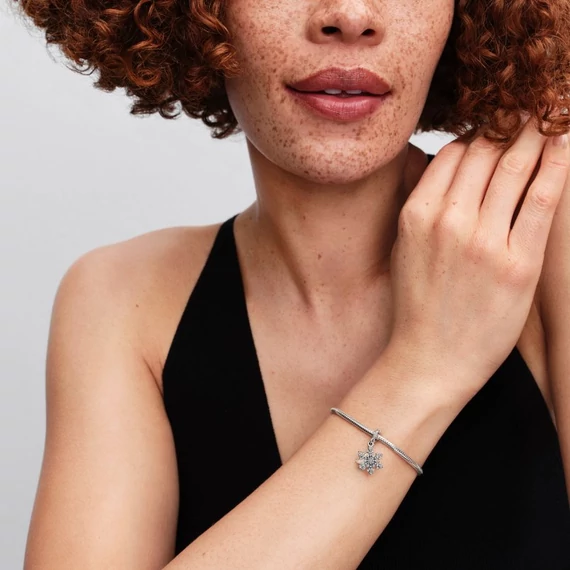 Pandora  - Opálfényű hópehely dupla függő charm - 794142C01