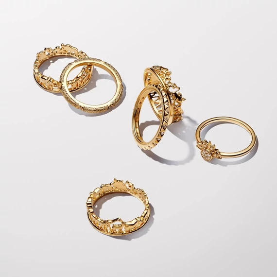 Pandora  - Textúra és kövek gyűrű - 163322C01-60