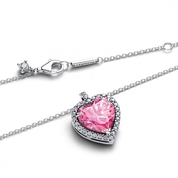 Pandora  - Rózsaszín glória szív collier nyaklánc - 394414C01-45