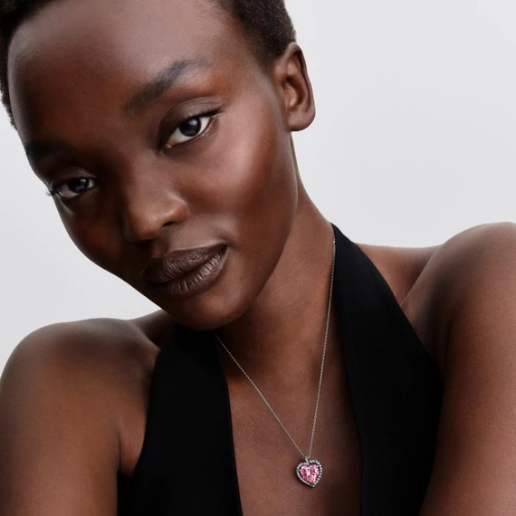 Pandora  - Rózsaszín glória szív collier nyaklánc - 394414C01-45