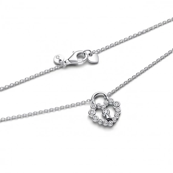 Pandora  - Szikrázó szív lakat medálos nyaklánc - 394416C01-50