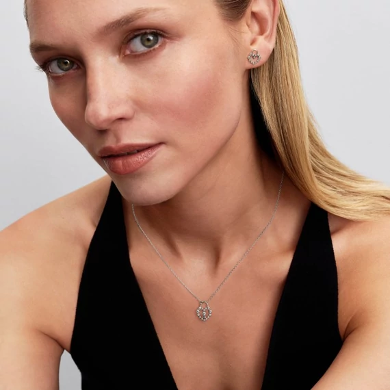 Pandora  - Szikrázó szív lakat medálos nyaklánc - 394416C01-50