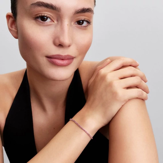 Pandora  -  Rózsaszín kis méretű teniszkarkötő - 593927C02-20