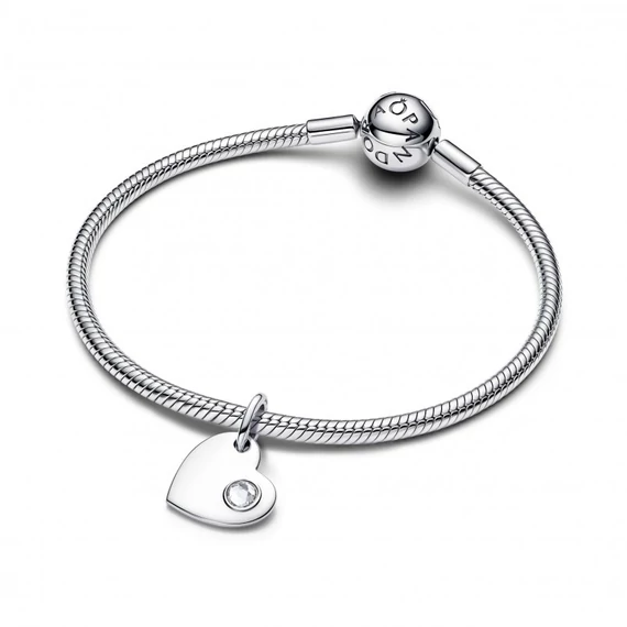 Pandora  - Április gravírozható szív áttetsző köves függő charm - 794295C04