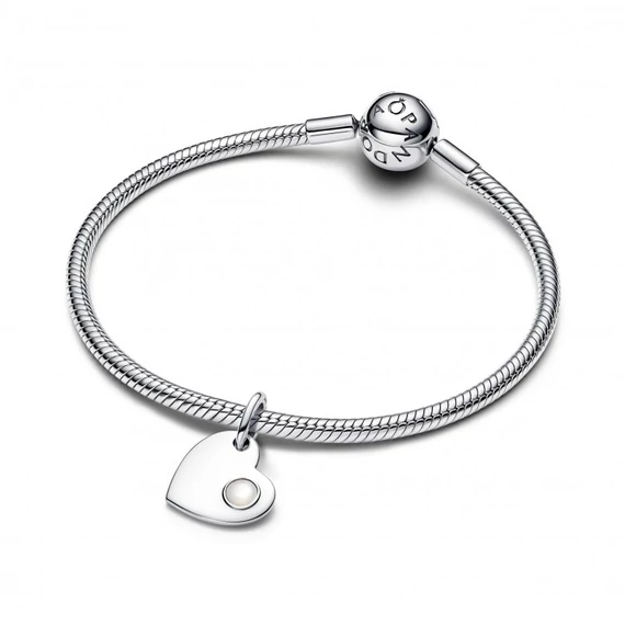 Pandora  -  Június gravírozható szív fehér köves függő charm - 794295C06