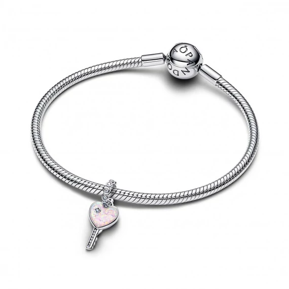 Pandora  - Opálfényű szív kulcs függő charm - 794427C01