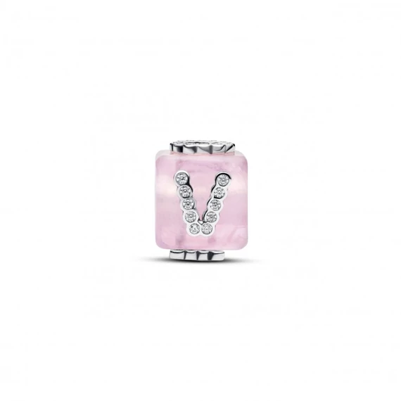 Pandora  - Rózsaszín muranói üveg LOVE kocka charm - 794433C01