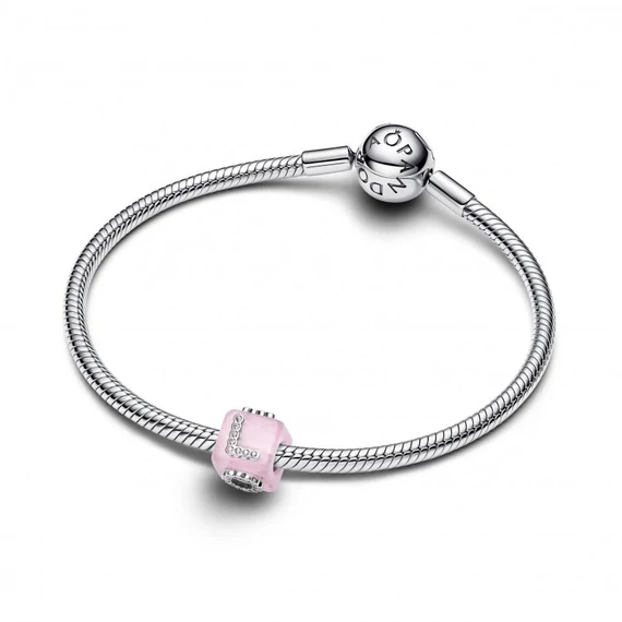 Pandora  - Rózsaszín muranói üveg LOVE kocka charm - 794433C01