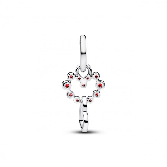 Pandora  - Összefonódó szívek és vörös kövek függő charm - 794435C01