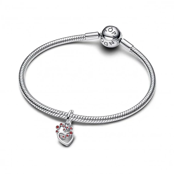 Pandora  - Összefonódó szívek és vörös kövek függő charm - 794435C01
