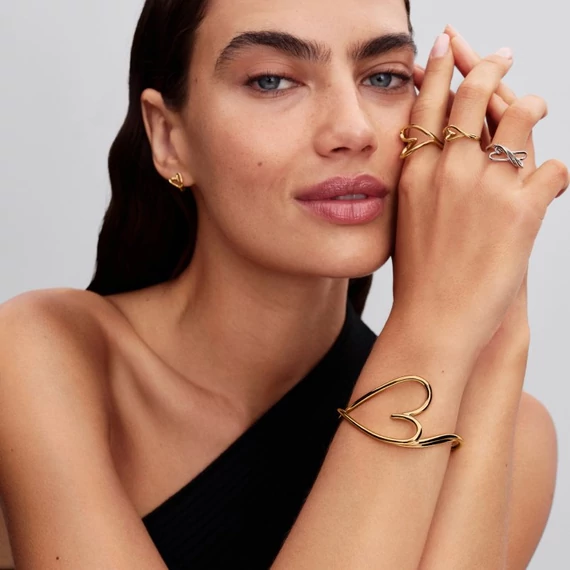 Pandora  - Organikus formájú szív kis méretű gyűrű - 164361C00-50