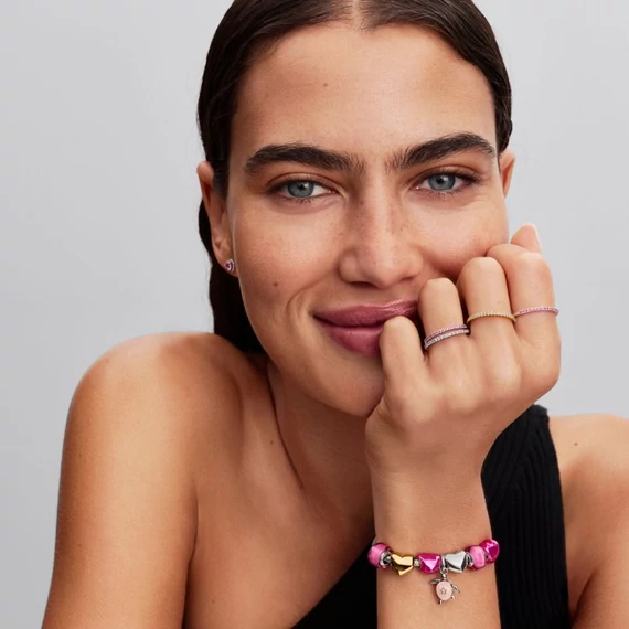 Pandora  - Szikrázó rózsaszín karikagyűrű - 192999C02-50