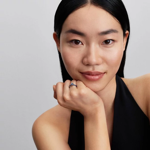 Pandora  - Kék csakra szív gyűrű - 193088C03-56