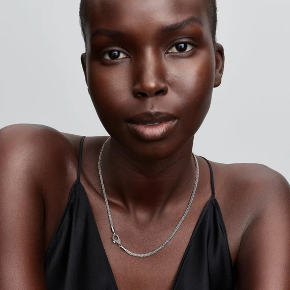 Pandora  - Pavé kapcsos rókafark láncos charm nyaklánc  - 394463C01-45