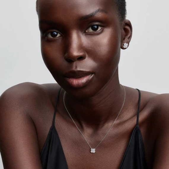 Pandora  - Szikrázó szerencsehozó lóhere medálos nyaklánc - 394502C01-45