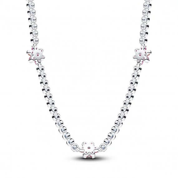 Pandora  - Rózsaszín virág tenisznyaklánc - 394561C01-40