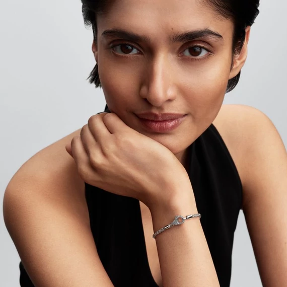 Pandora  - Pavé kapcsos rókafark láncos karkötő - 594462C01-18