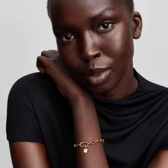 Pandora  - Fehér szerencsehozó lóhere függő charm - 764564C01