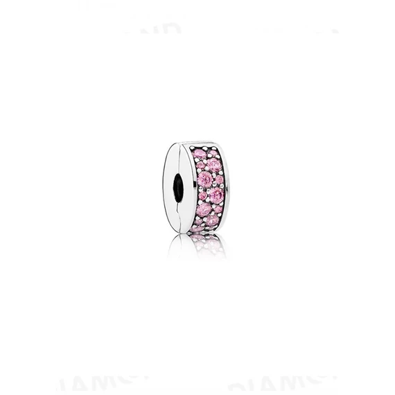 Pandora  - Rózsaszín pavé klip charm - 791817PCZ
