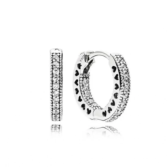 Pandora  - Pavé szívek karika-fülbevaló - 296317CZ