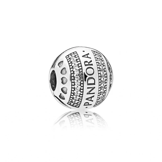 Pandora  - Pandora logó kerek klip charm - 797433CZ