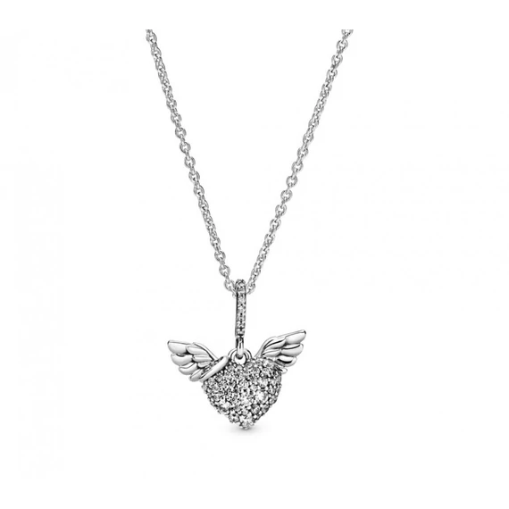 Pandora  - Pavé szív és angyalszárny nyaklánc - 398505C01-45