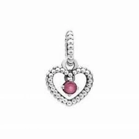 Pandora  - Sziromrózsaszín gyöngyös szív függő charm - 798854C09