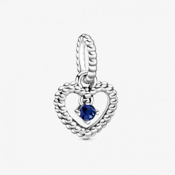 Pandora  - Tengerkék gyöngyös szív függő charm - 798854C12