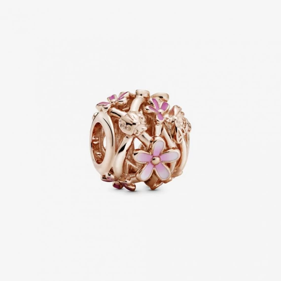 Pandora  - Áttört rózsaszín százszorszép charm - 788772C01