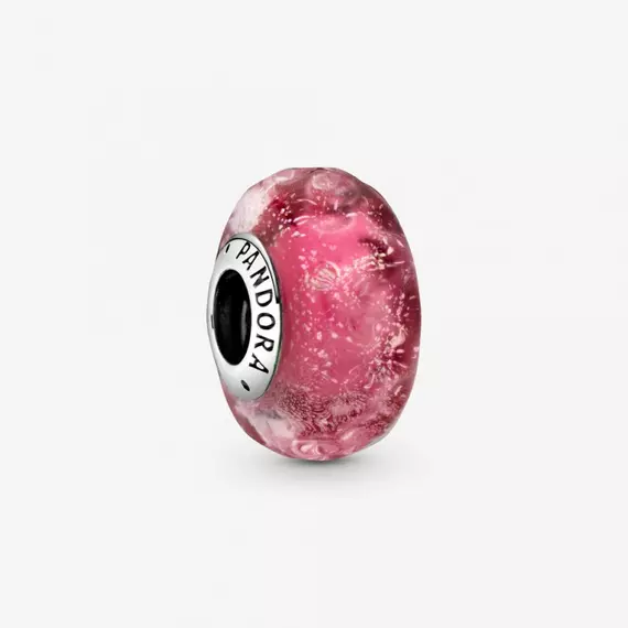 Pandora  - Hullámos, rózsaszín muranói üveg charm - 798872C00