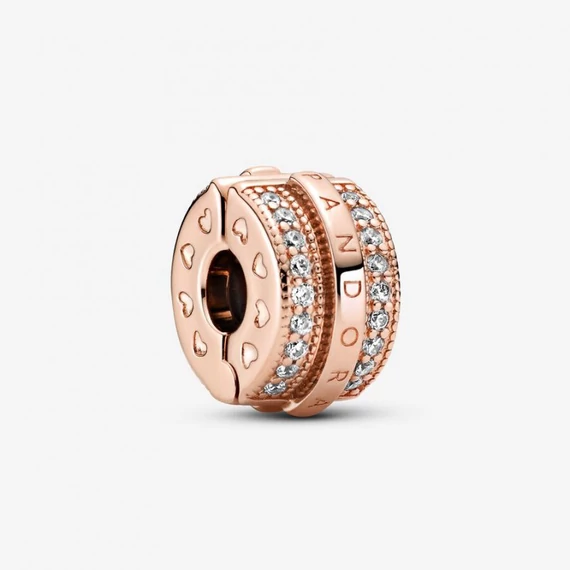 Pandora  - Szikrázó pavé vonalak és logó klip charm - 789042C01