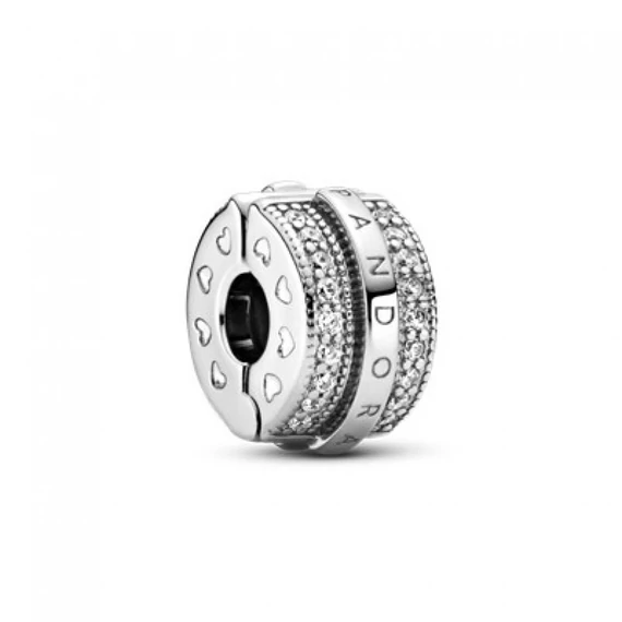 Pandora  - Szikrázó pavé vonalak és logó klip charm - 799042C01