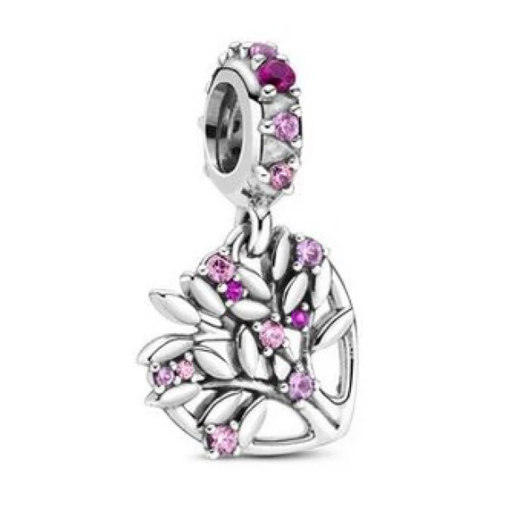 Pandora  - Rózsaszín szív családfa függő charm - 799153C01