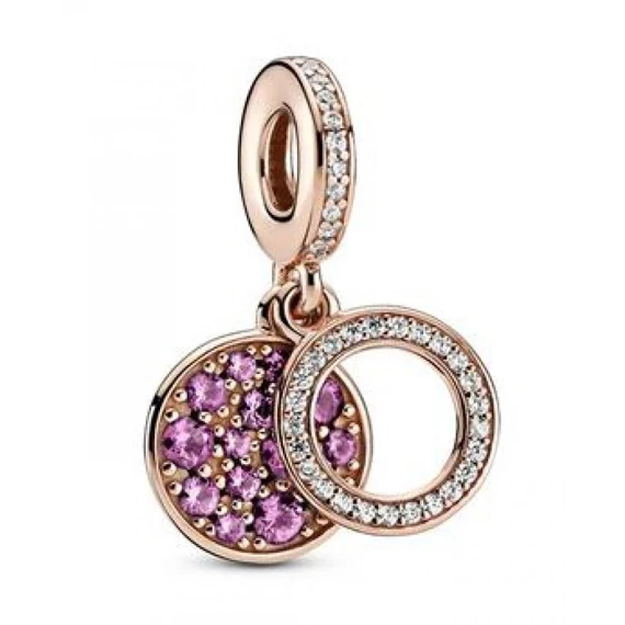 Pandora  - Szikrázó rózsaszín lemezes dupla függő charm - 789186C02