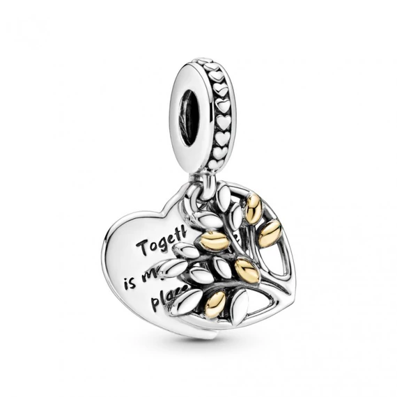 Pandora  - Kéttónusú családfa szív alakú függő charm - 799161C00