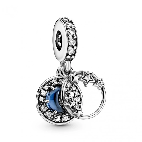 Pandora  - Kék égbolt, félhold és csillagok függő charm - 799216C01