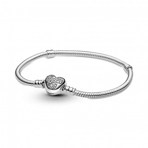 Pandora  - Disney Pandora Moments Mickey Egér szívkapcsos kígyólánc karkötő - 599299C01-17