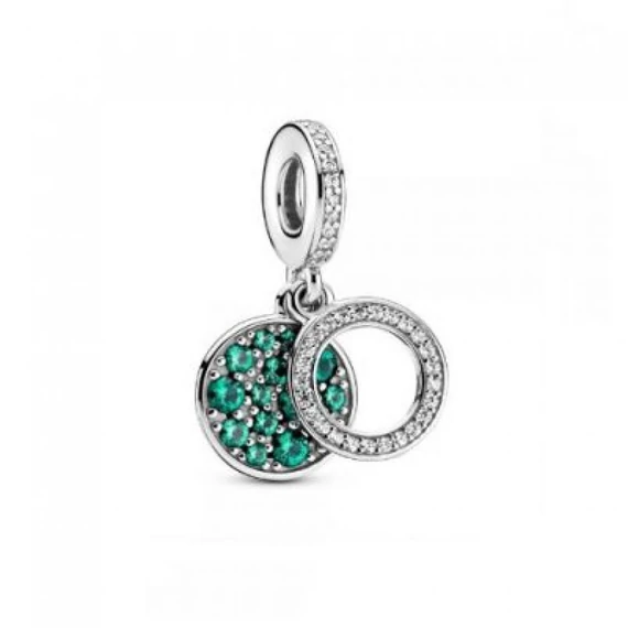 Pandora  - Szikrázó zöld lemezes dupla függő charm - 799186C02