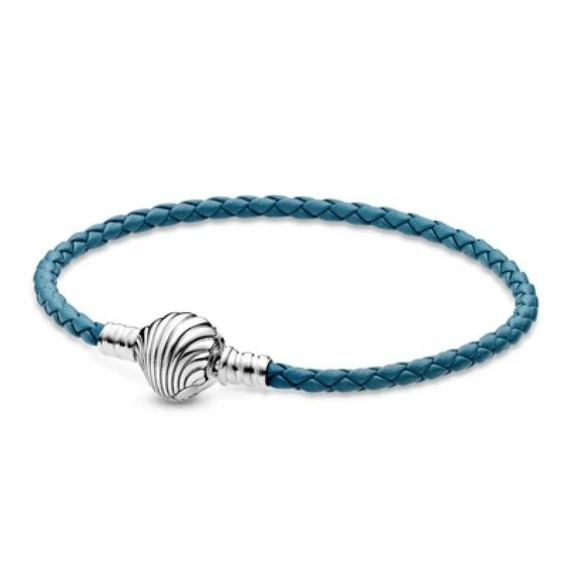 Pandora  - Pandora Moments kagylókapcsos türkiz fonottbőr karkötő - 598951C01-S2