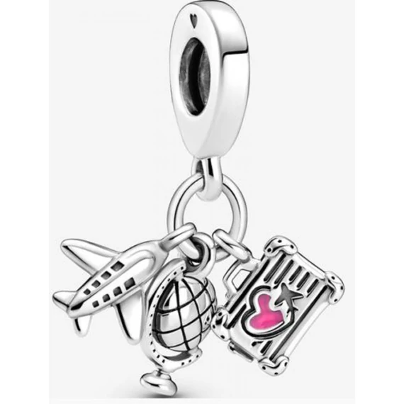 Pandora  - Repülő, földgömb és bőrönd függő charm - 799435C01