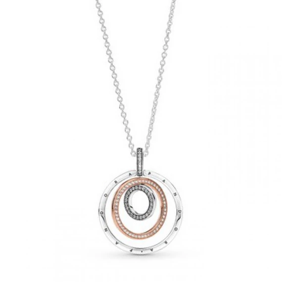 Pandora  - Kéttónusú karikák medál és nyaklánc - 389483C01-60