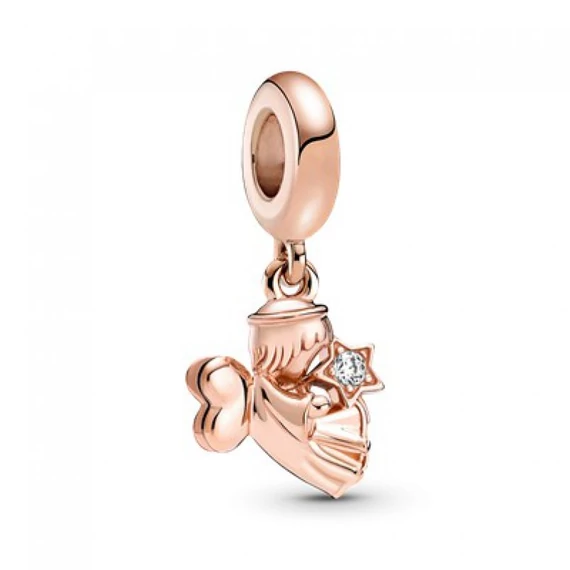 Pandora  - Szív szárnyú angyal rozé függő charm - 789650C01