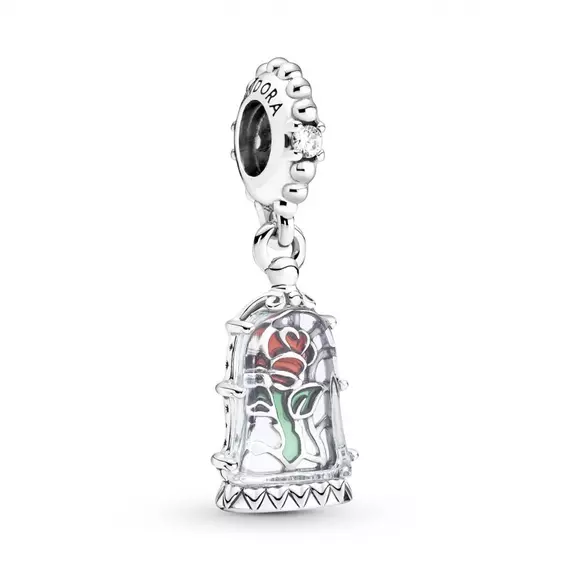 Pandora  - Disney Szépség és a szörnyeteg elvarázsolt rózsa függő ezüst charm - 790024C01